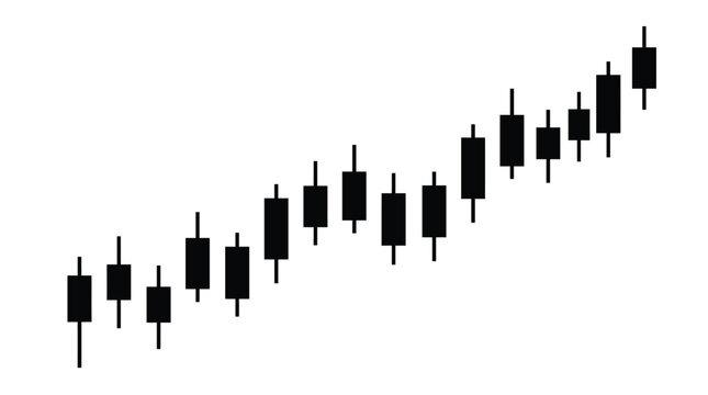 Rising Candlestick Stock Chart Showing Upward Market Trend.