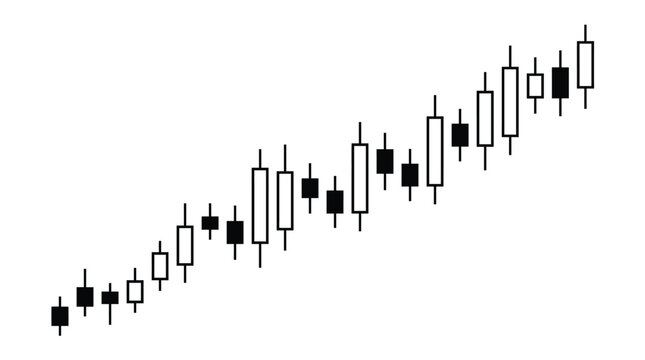 Rising Candlestick Chart Showing Steady Uptrend and Bullish Momentum in Financial Market.
