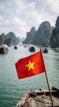 Vietnam flag, red flag, yellow star, crimson background, national flag, socialist flag, communist symbol, Vietnam banner, official flag, golden star, five-pointed star, patriotic symbol, Vietnamese pr