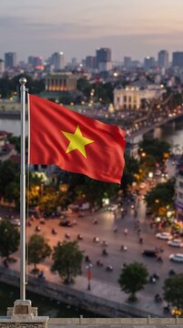 Vietnam flag, red flag, yellow star, crimson background, national flag, socialist flag, communist symbol, Vietnam banner, official flag, golden star, five-pointed star, patriotic symbol, Vietnamese pr