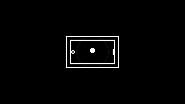 Simple line art icon of a bathtub with a shower head viewed from above in white outline style on a black background 4K Motion Video