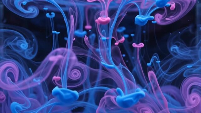 Colorful Ink Drops Splashing In Water, Abstract Fluid Animation