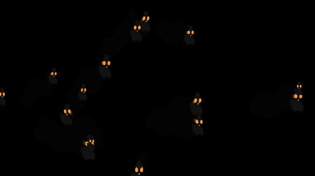 Many glowing orange eyes of mysterious monsters hiding in the dark night shadows 4K Motion Video
