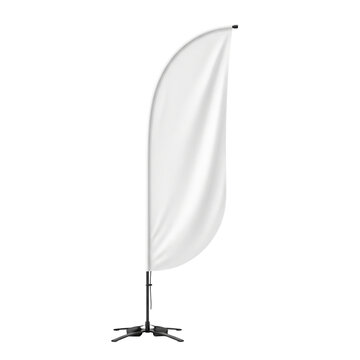 Blank white feather banner stand mockup displayed on transparent background