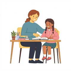 Fototapeta premium Teacher helping student with math homework