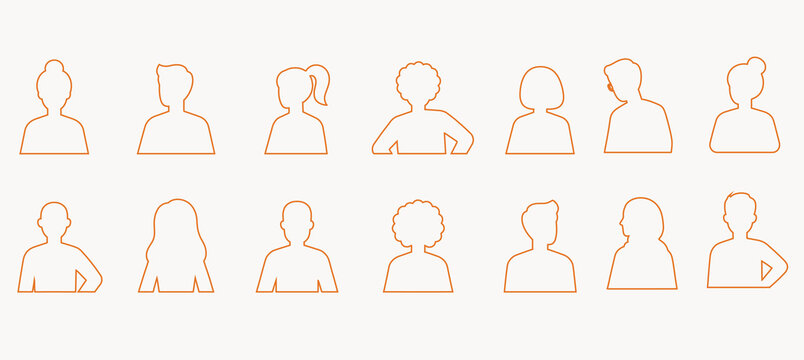 A set of diverse human avatar icons representing different professional roles and personal profiles for web design