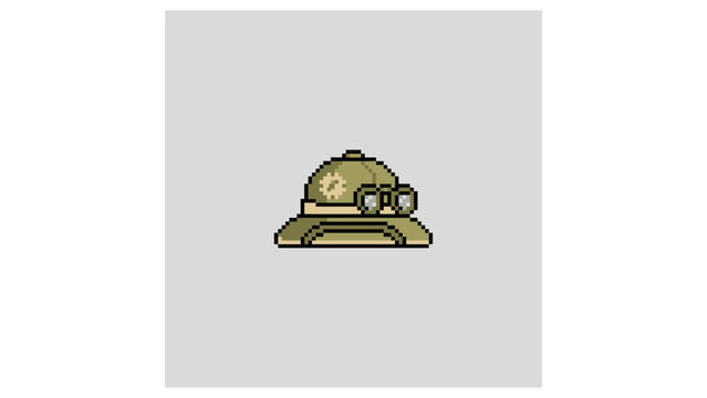 Pixel art safari pith helmet for explorer character.