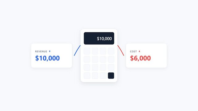 Modern business concept depicting a financial health check through revenue and cost comparison on a digital calculator, highlighting economic performance and future planning