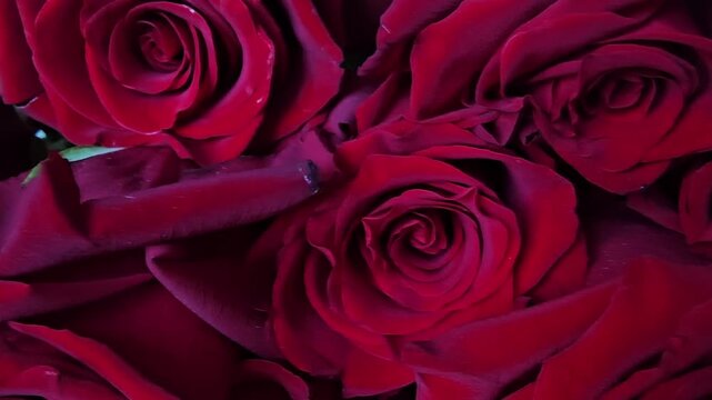 Roses in different frames displayed with close-up details of each flower