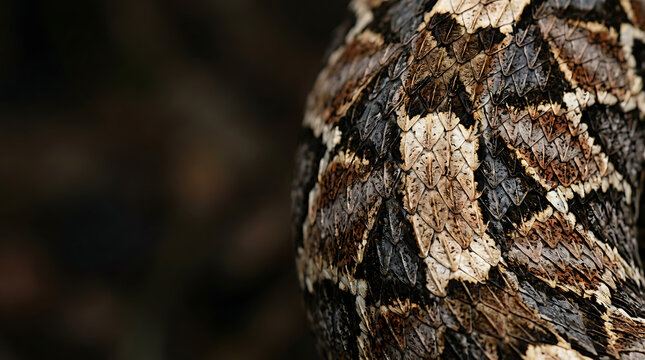Venomous Rattlesnake Coiled on a Tree in Desert Nature Habitat Showing Diamondback Pattern and Forked Tongue Wildlife Reptile Closeup