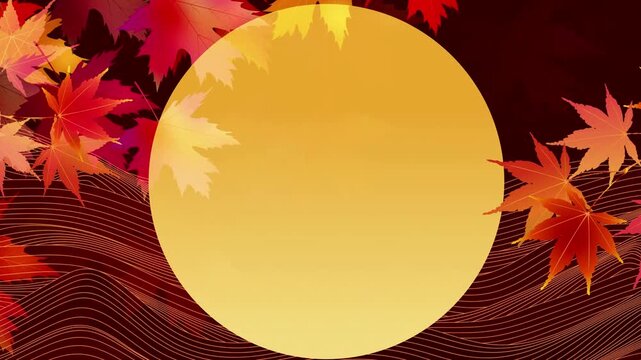 Full Moon with Maple Leaves 4K