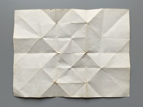 Folded origami paper pattern geometric texture on a grey background surface