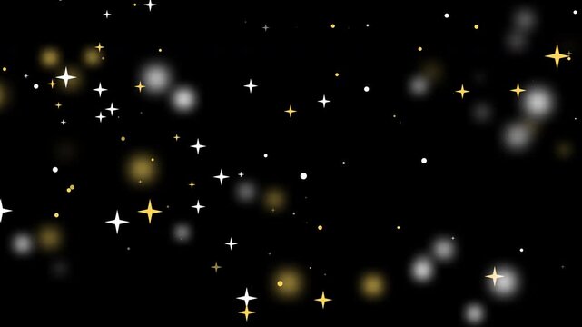 金と白のグリッターがゆるやかに漂う透過素材