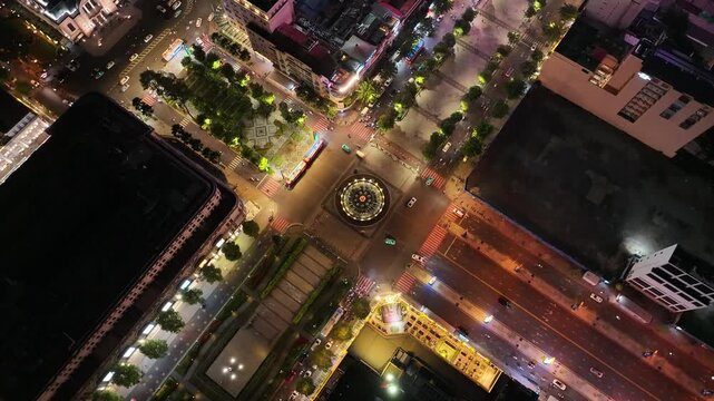 Aerial view of the skyscrapers and nightscape of Ho Chi Minh City, Vietnam