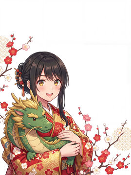 年賀状スタイル・辰と少女