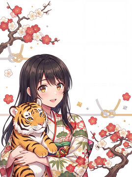 年賀状スタイル・寅と少女