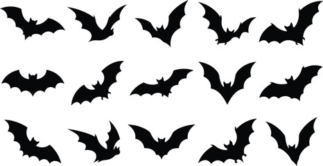 Fototapeta premium black bats flying on white background for halloween decoration