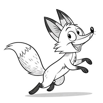 Cartoon fox running happily with bushy tail