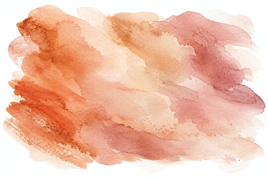 Abstract terracotta watercolor wash background with warm earthy tones. Hand-painted textured orange and dusty rose splash for boho branding, wedding stationery, and aesthetic website headers.