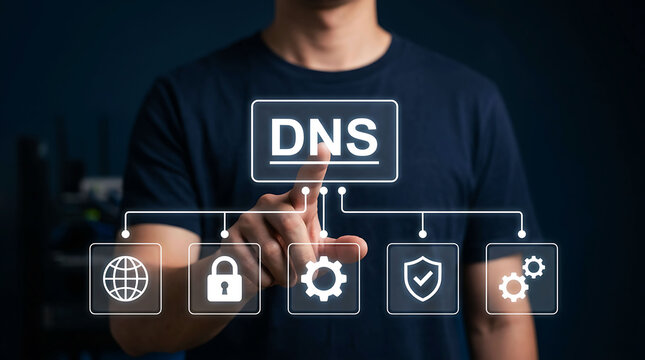 DNS domain name system network server technology cybersecurity internet concept