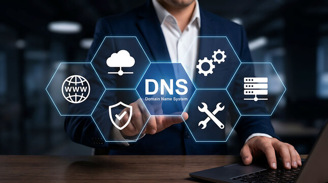 DNS Domain Name System internet network server cloud hosting security concept