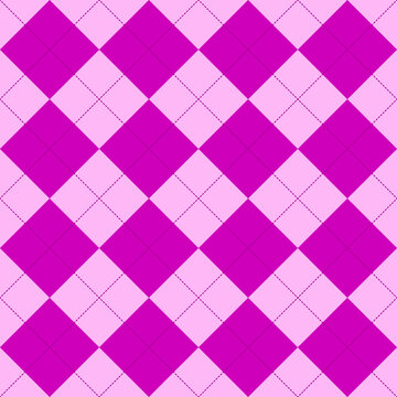 Pink argyle seamless pattern with magenta diamond grid for y2k preppy sweater background vector