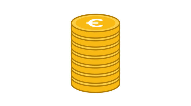 Stack of Gold Euro Coins Vector Illustration Representing Financial Savings Growth