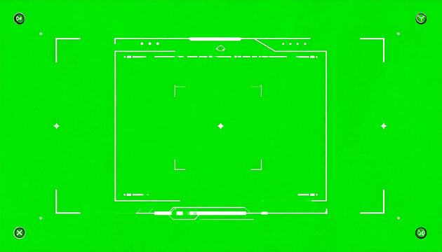 Futuristic HUD Interface Overlay with Green Screen Background for Sci-Fi and Technology Visual Effects and Motion Graphics
