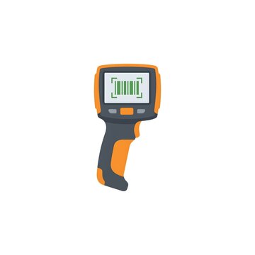 Handheld barcode scanner device for retail and inventory management isolated on white background.