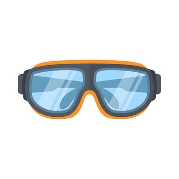 A flat vector illustration of protective ski goggles for winter sports isolated on white background.