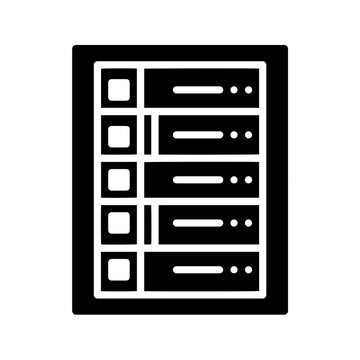 Server rack database storage icon with selection list slots