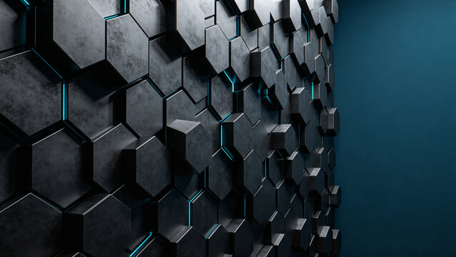 Black Hexagonal Technology Wall Texture