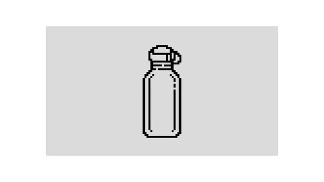 Pixel art water bottle with screw cap.