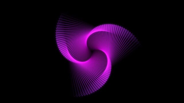 Glowing Neon purple Abstract Spiral Line Animation on Transparent Background Loop.
