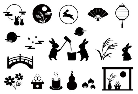Japanese Moon Viewing Festival Icon Set (お月見アイコンセット)