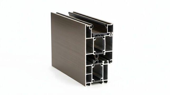 Dark bronze anodized aluminum window frame profile extrusion sample on white background.