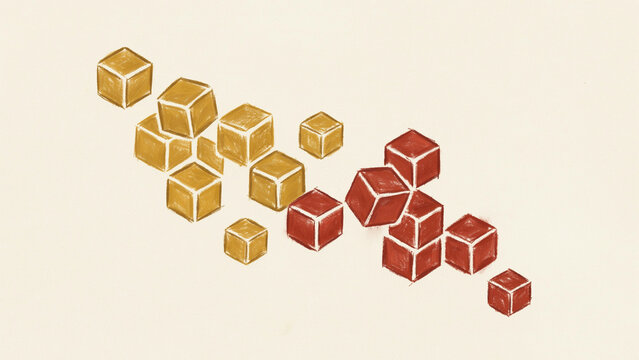 Colorful geometric cubes arranged in abstract pattern on light background