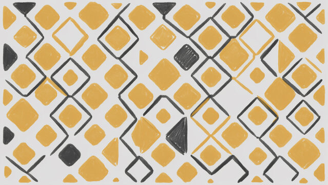 Geometric Pattern Design Featuring Yellow Shapes on White Background