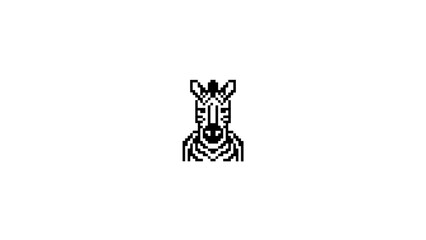 Naklejka premium Pixel art zebra head black white icon.