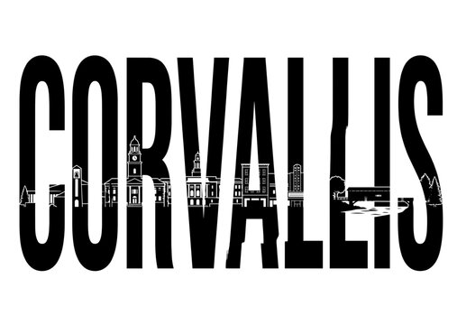 Corvallis Oregon skyline text typography silhouette vector illustration