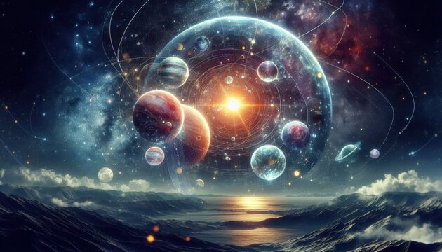 Abstract planet alien world digital illustration universe style