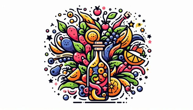 Abstract fruits background illustration draw decoration concept