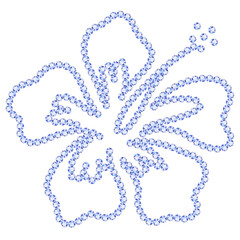 Rhinestone Hibiscus PNG Template for Hotfix Craft and Digital Cutting. Luxury tropical hibiscus flower outline made of crystal gemstones for glamour fashion prints, tropical-themed event invitations,  © Wulandari