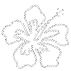 Luxury Diamond Hibiscus Flower Vector Illustration with Rhinestone Crystal Pattern. Tropical Hibiscus Rhinestone Template PNG, Crystal Glitter Flower Outline. © Wulandari