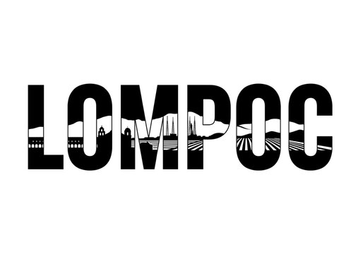 Lompoc California city name typography silhouette vector illustration