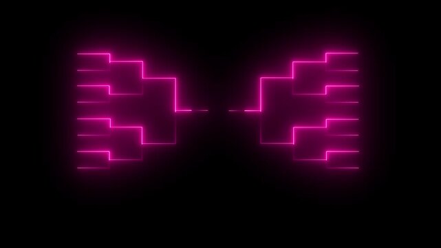 Neon tournament bracket motion with glowing pink led light lines for sports competition
