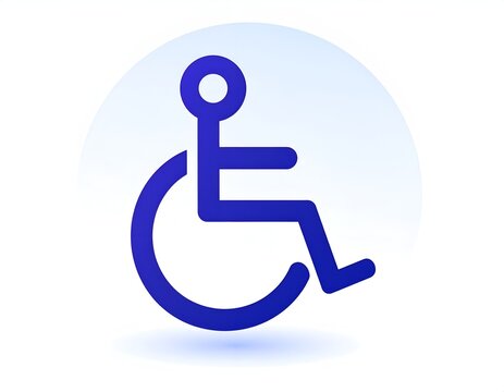 Round blue wheelchair accessibility symbol icon.