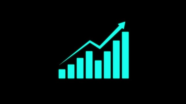 Business growth concept in graph chart showing marketing sales profit increasing to future target . growing business concept. Clean Hi-tech style technology chart 