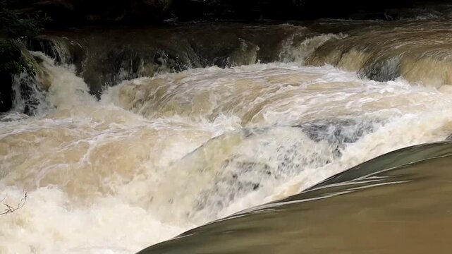 Turbulent Waters: A powerful waterfall cascades, creating a dynamic and mesmerizing display of nature's raw energy.