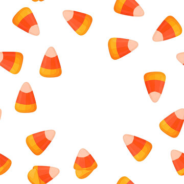 Colorful Candy Corn Pattern with White Background.